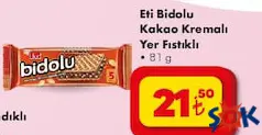 ETİ BİDOLU KAKAO KREMALI YER FISTIKLI GOFRET 81 G